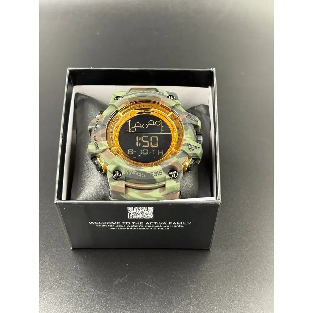 Activa X Invicta Summit Digital Watch 50mm Army Green Camouflage New in Box